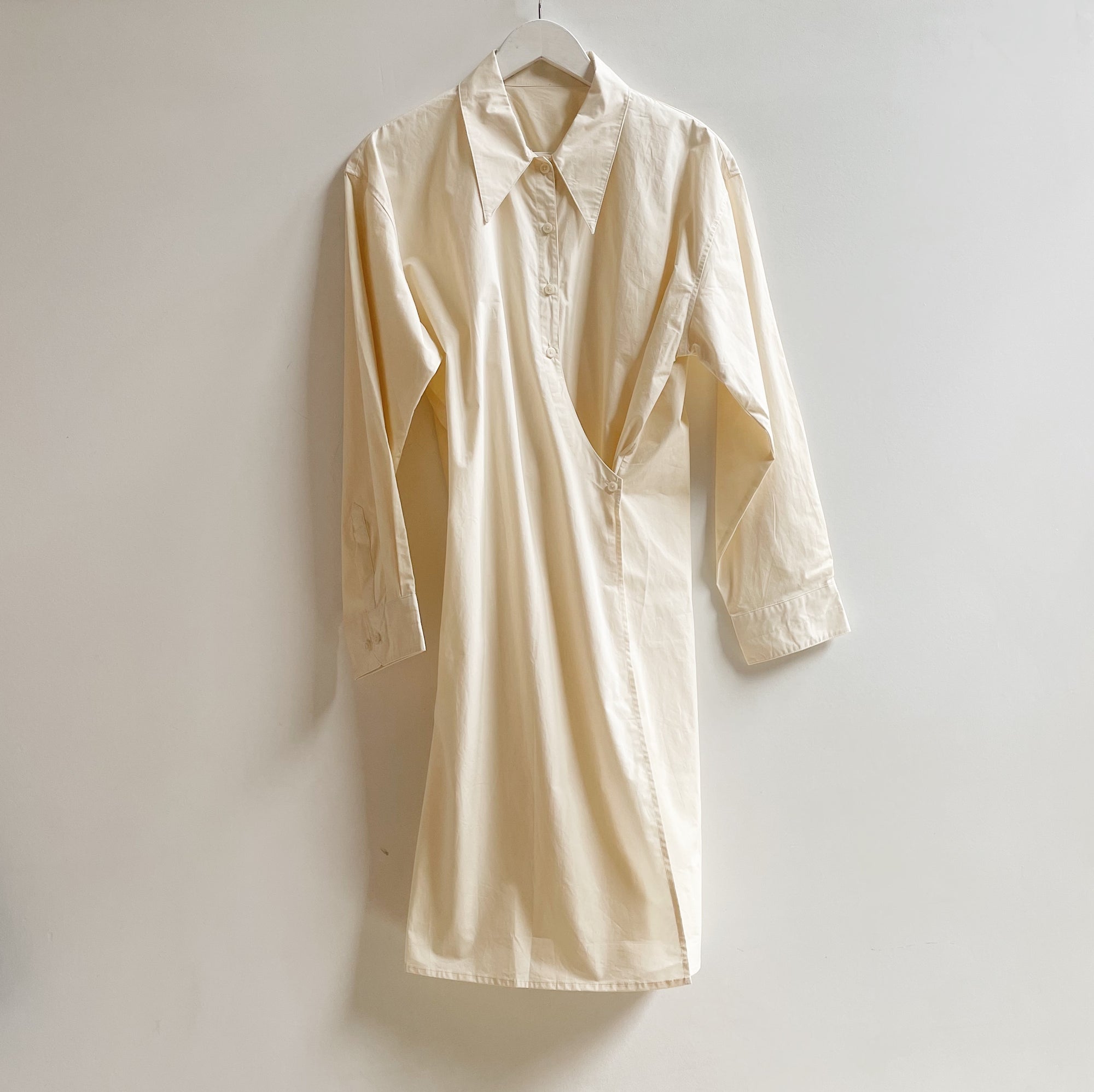 Lemaire Cream Cotton Asymmetrical Dress