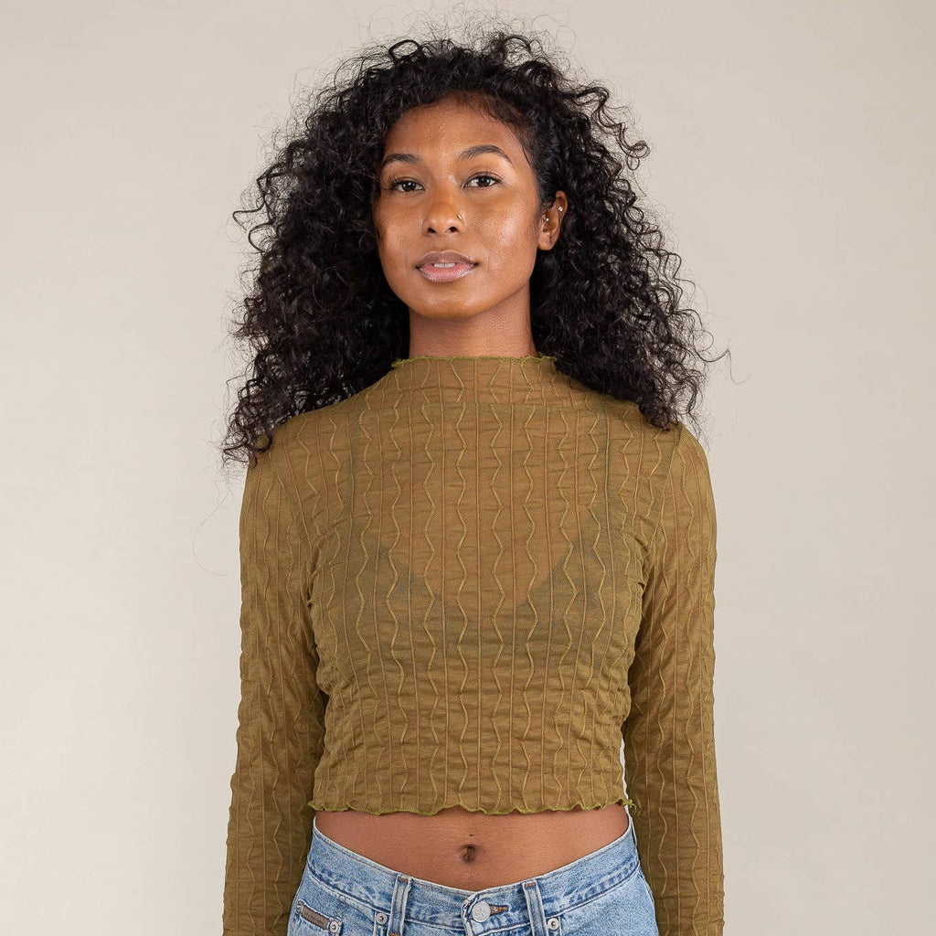 NLT | Jacquard Semi-Sheer Top in Olive – Hey Jude