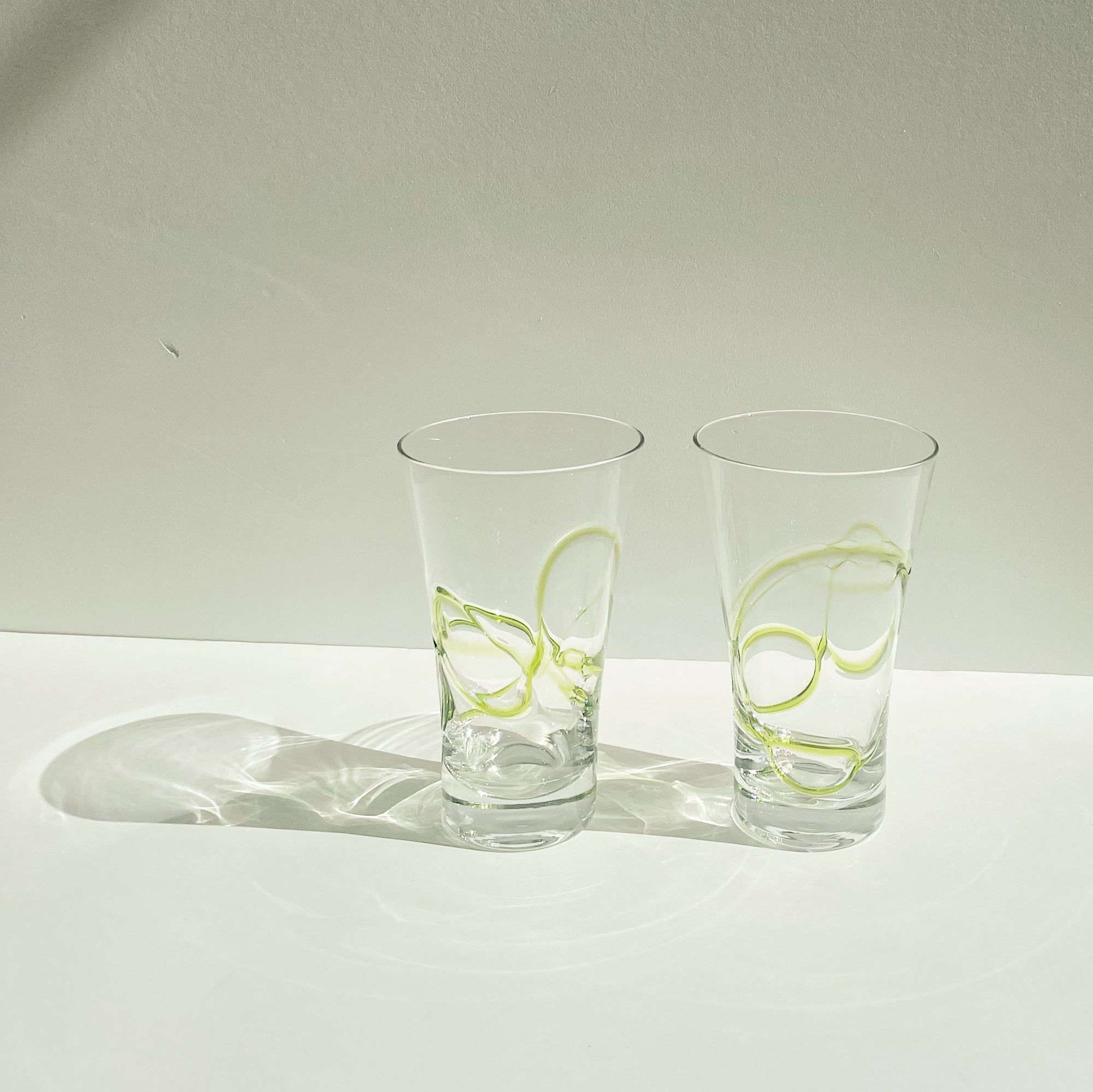 Abstract Glasses with Lime Swirls