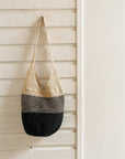 Cream & Black Contrast Woven Tote