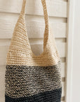 Cream & Black Contrast Woven Tote