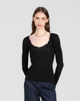 Pradegal | Aila Wool + Silk Top in Black